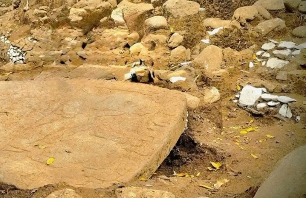 Hallan estela y plataforma de hace mil 400 años en Coatepec, Veracruz